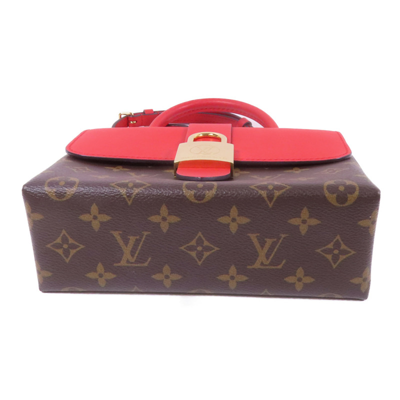 LOUIS VUITTON Monogram Locky BB金扣手挽肩背棕色/紅色-3