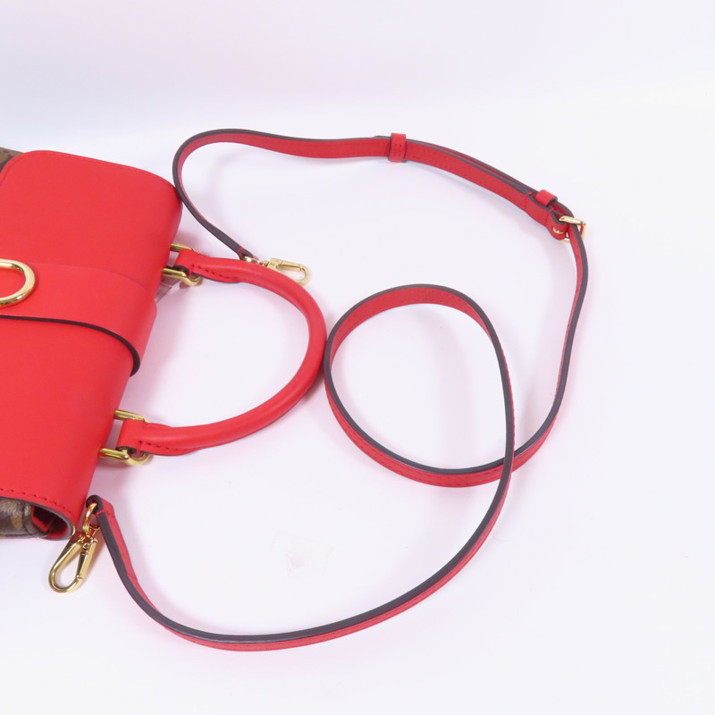 LOUIS VUITTON Monogram Locky BB金扣手挽肩背棕色/紅色-4