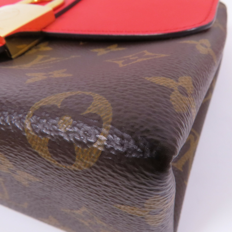 LOUIS VUITTON Monogram Locky BB金扣手挽肩背棕色/紅色-6