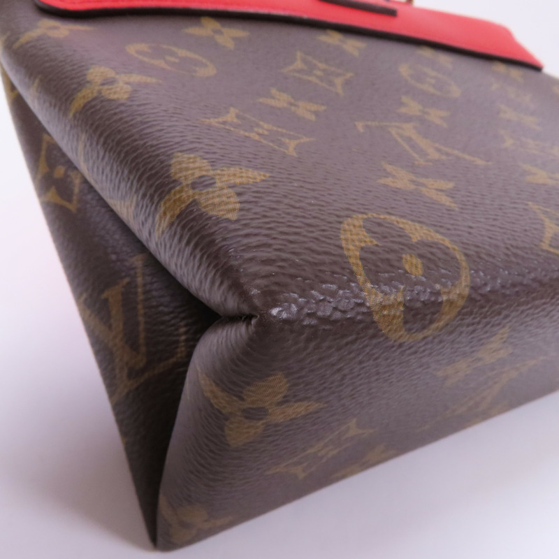LOUIS VUITTON Monogram Locky BB金扣手挽肩背棕色/紅色-8