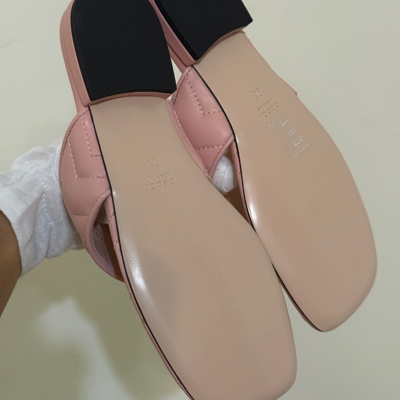 『全新閒置』Gucci marmont 粉色平底涼鞋 拖鞋 夾腳拖36（23cm)-7