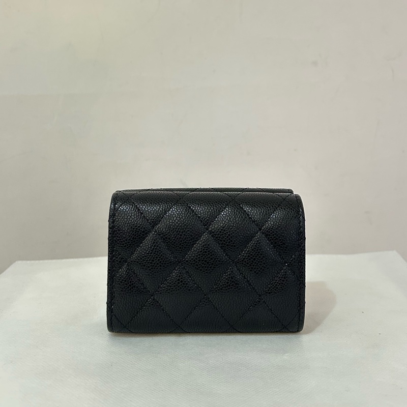 CHANEL黑荔枝銀釦零錢鈔票夾-2