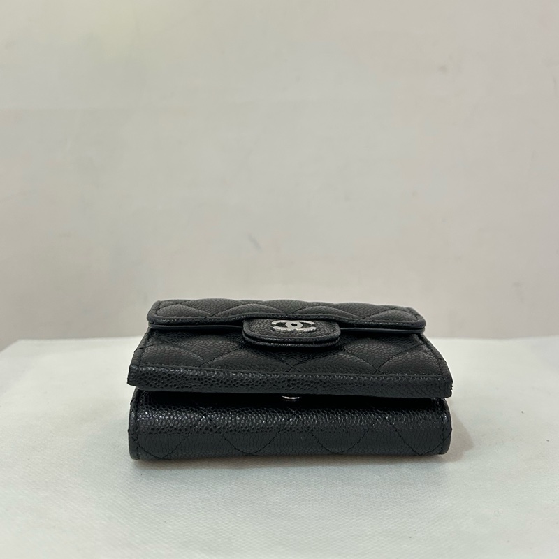 CHANEL黑荔枝銀釦零錢鈔票夾-4