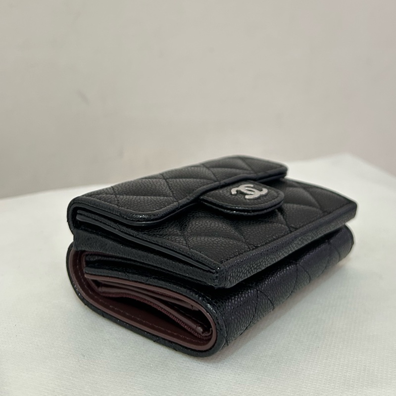 CHANEL黑荔枝銀釦零錢鈔票夾-5