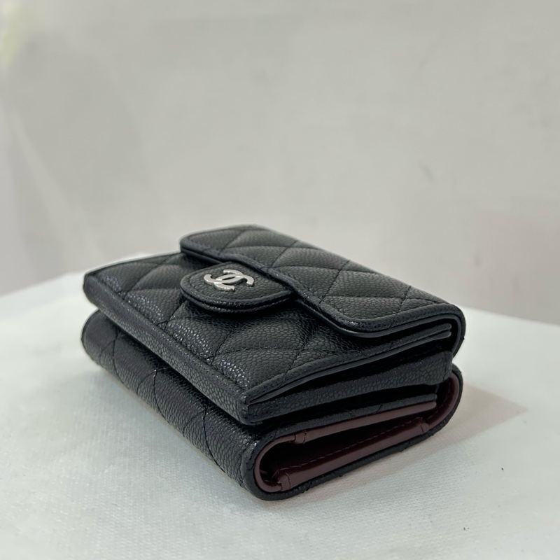 CHANEL黑荔枝銀釦零錢鈔票夾-6