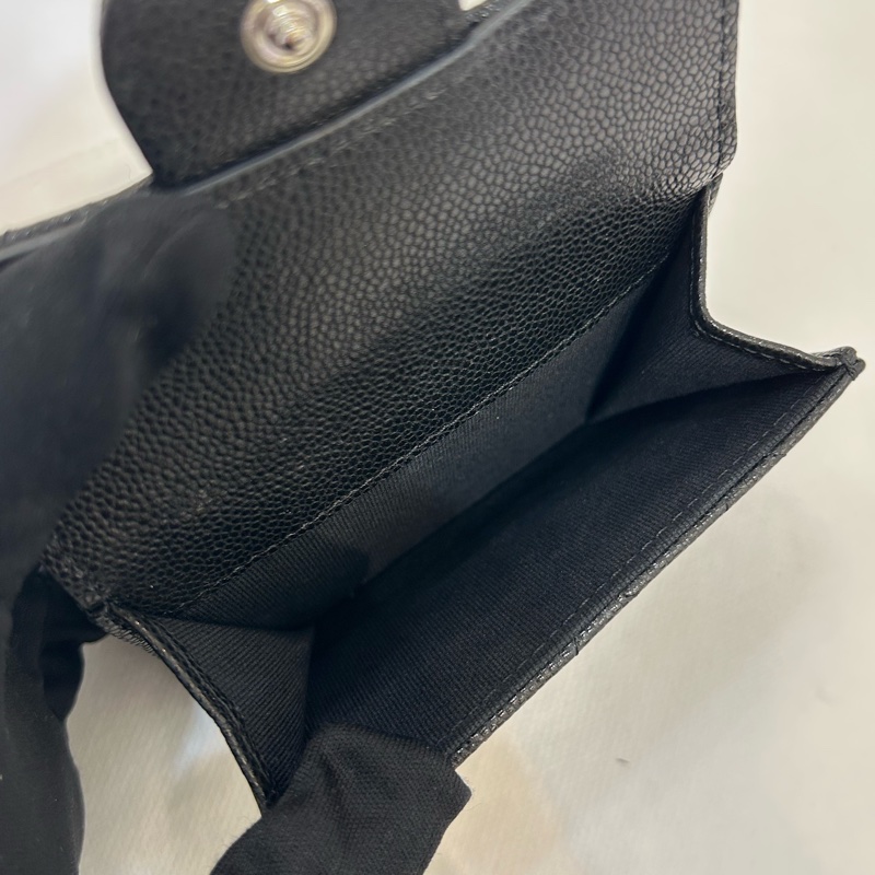 CHANEL黑荔枝銀釦零錢鈔票夾-7