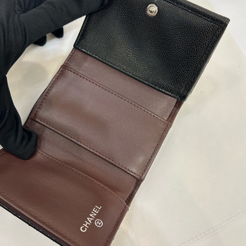 CHANEL黑荔枝銀釦零錢鈔票夾-8