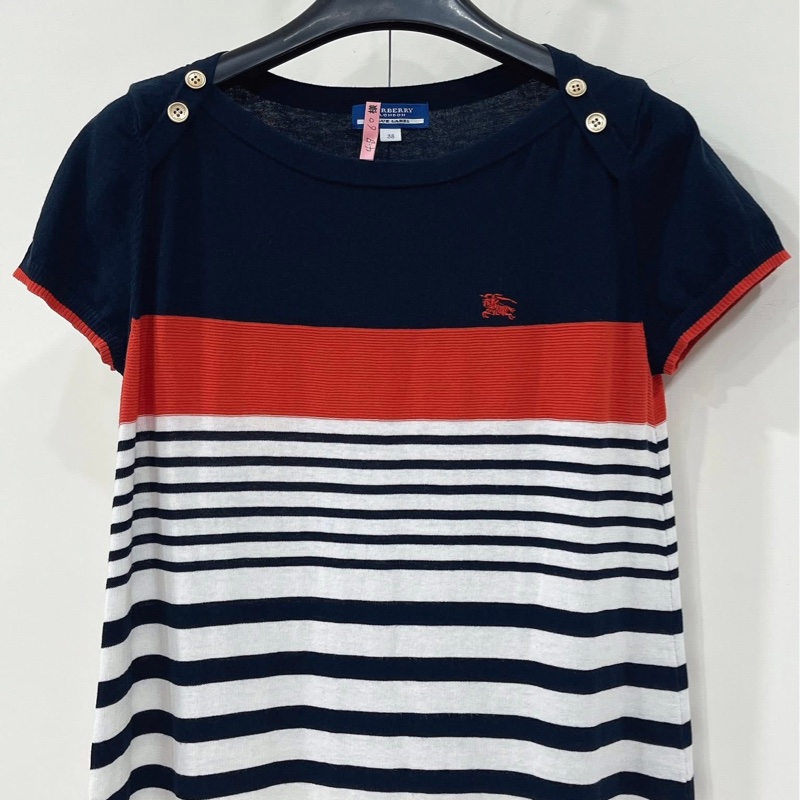 Burberry 藍標 肩扣橫條戰馬針織洋裝-4