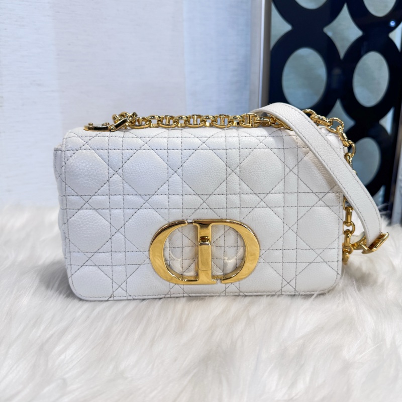 Dior Caro象牙白藤格紋小號-0