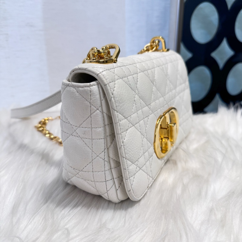 Dior Caro象牙白藤格紋小號-2