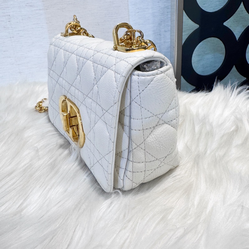 Dior Caro象牙白藤格紋小號-3
