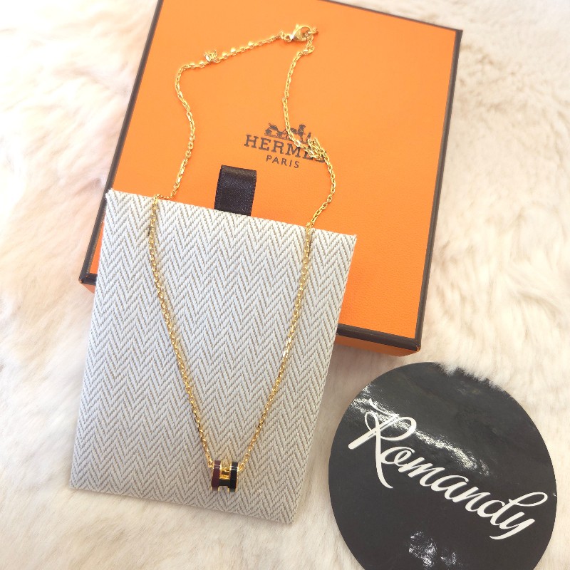 Hermès Mini Pop H 墜飾 項鍊 紅黑-1