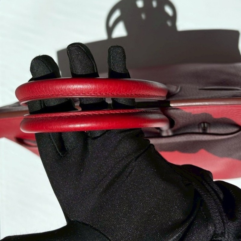 Hermes 銀釦紅皮柏金 30公分-3