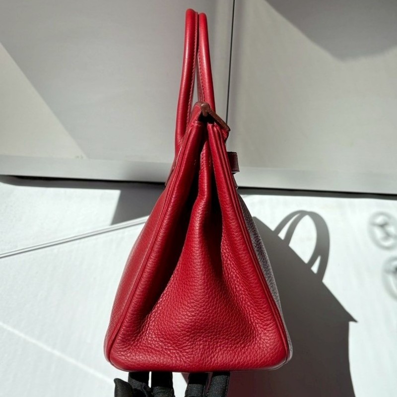 Hermes 銀釦紅皮柏金 30公分-5