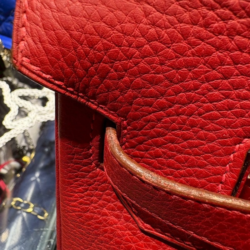 Hermes 銀釦紅皮柏金 30公分-6