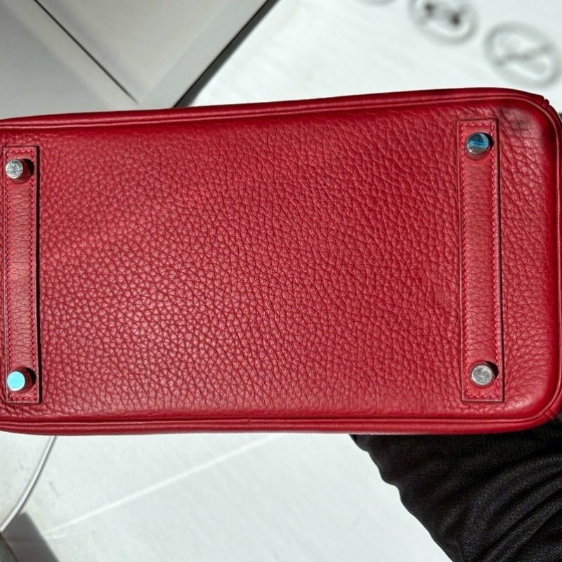 Hermes 銀釦紅皮柏金 30公分-7