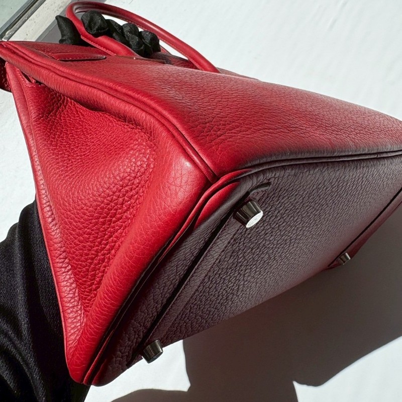 Hermes 銀釦紅皮柏金 30公分-8