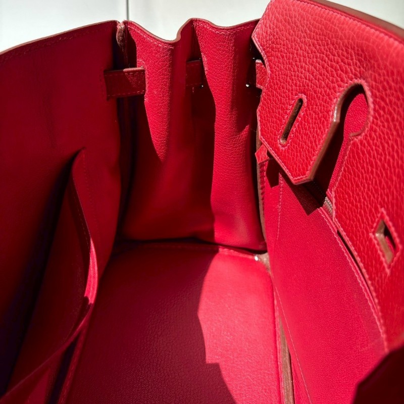 Hermes 銀釦紅皮柏金 30公分-19