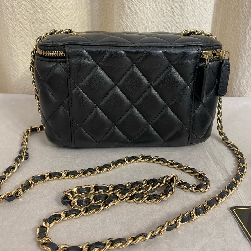 CHANEL 香奈兒黑金羊皮長盒子 有保卡 30開-2