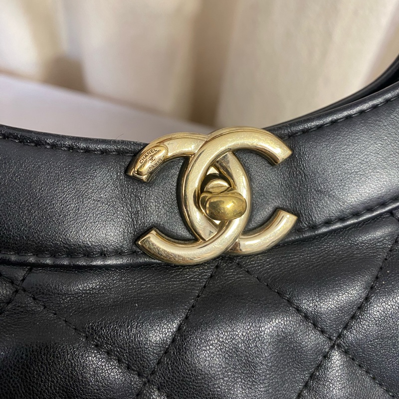 CHANEL 香奈兒31bag 黑金牛皮肩帶款  26開-7