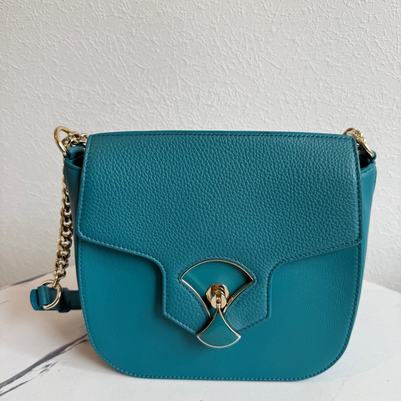 bvlgari 超美扇形藍色斜背包-0