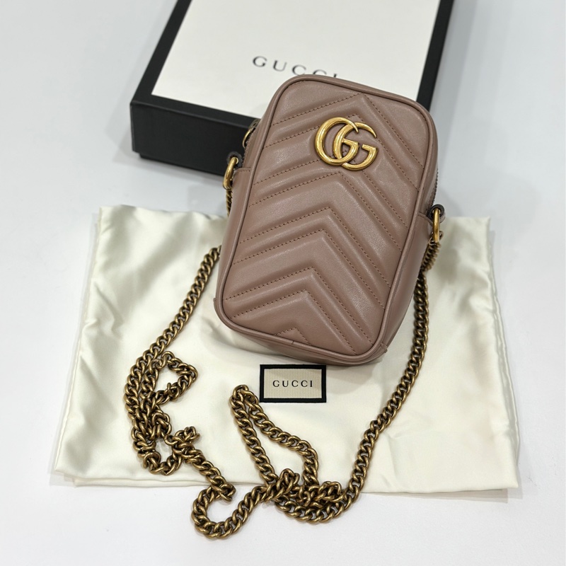 Gucci marmont 馬蒙 裸粉色 裸色 手機包 相機包 斜背包 肩背包 側背包 鍊條包-2