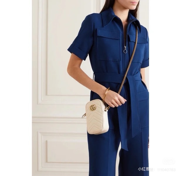 Gucci marmont 馬蒙 裸粉色 裸色 手機包 相機包 斜背包 肩背包 側背包 鍊條包-6