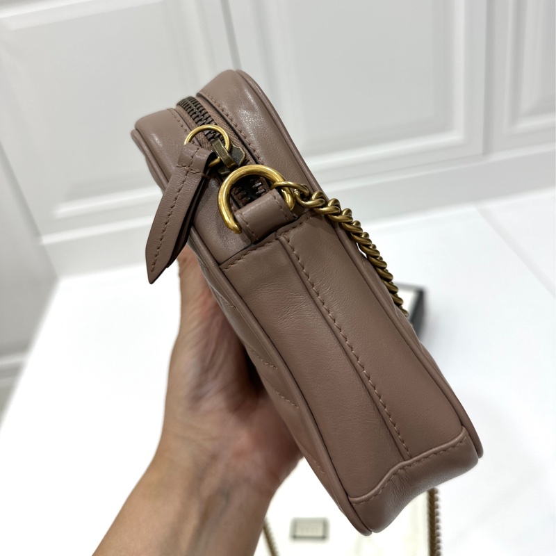 Gucci marmont 馬蒙 裸粉色 裸色 手機包 相機包 斜背包 肩背包 側背包 鍊條包-14