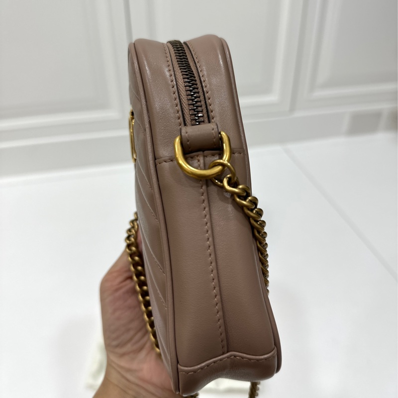 Gucci marmont 馬蒙 裸粉色 裸色 手機包 相機包 斜背包 肩背包 側背包 鍊條包-15