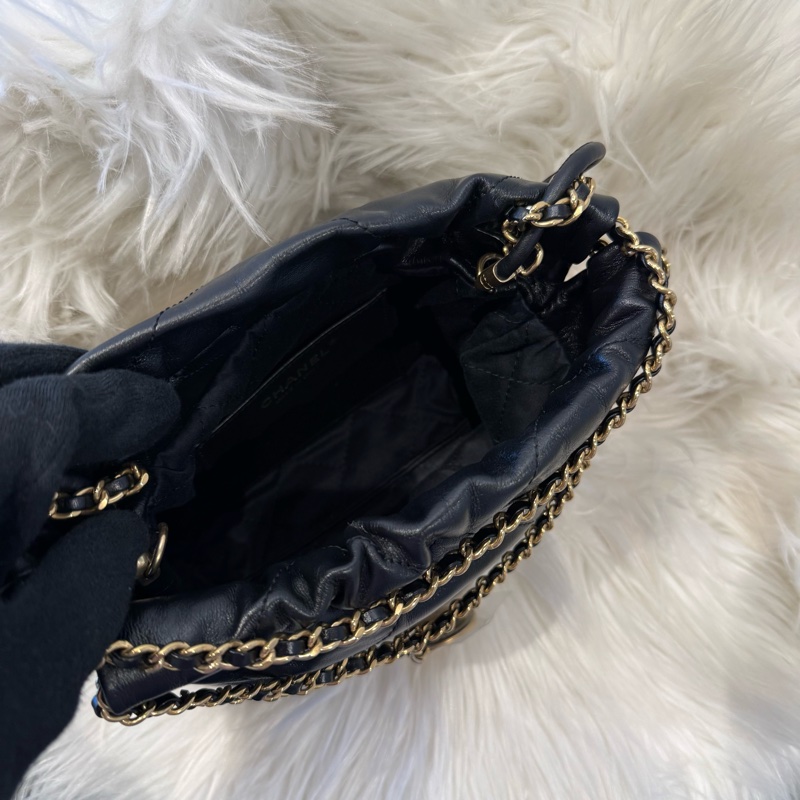 全新 香奈兒 CHANEL 22 bag mini 垃圾袋 黑金-2
