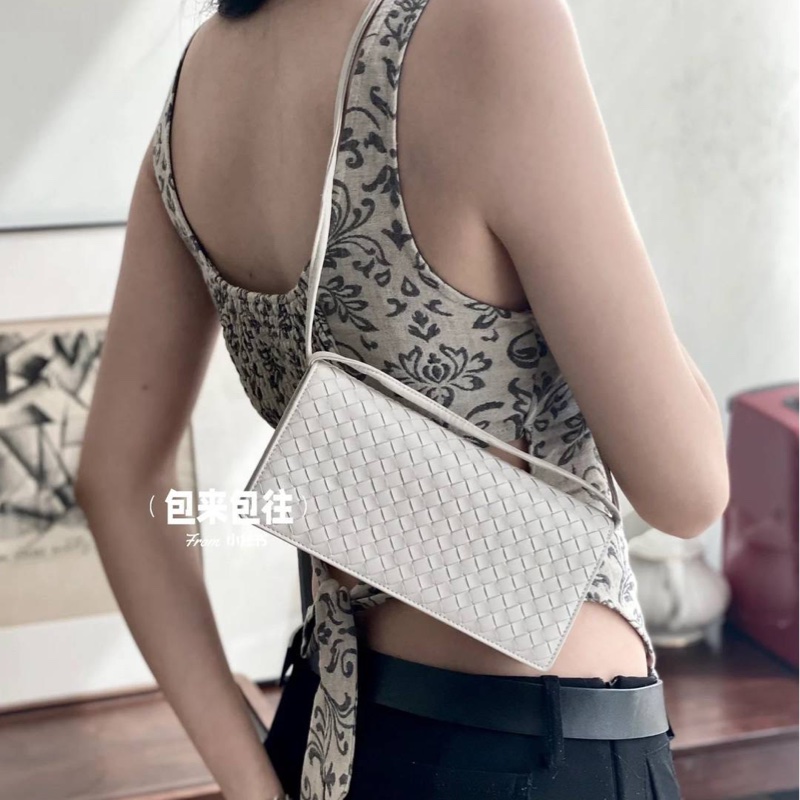 BOTTEGA VENETA BV 編織 藕粉色 woc 長夾 皮夾 皮包 斜背包 肩背包 側背包 手提包-1