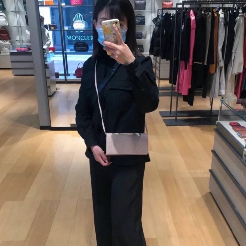 BOTTEGA VENETA BV 編織 藕粉色 woc 長夾 皮夾 皮包 斜背包 肩背包 側背包 手提包-2