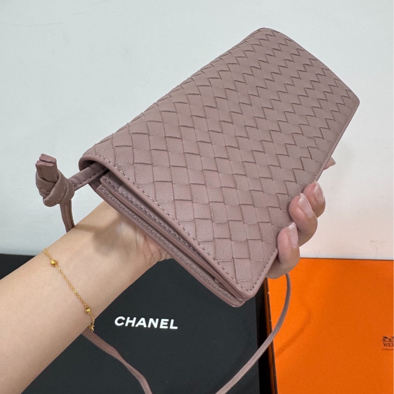 BOTTEGA VENETA BV 編織 藕粉色 woc 長夾 皮夾 皮包 斜背包 肩背包 側背包 手提包-11