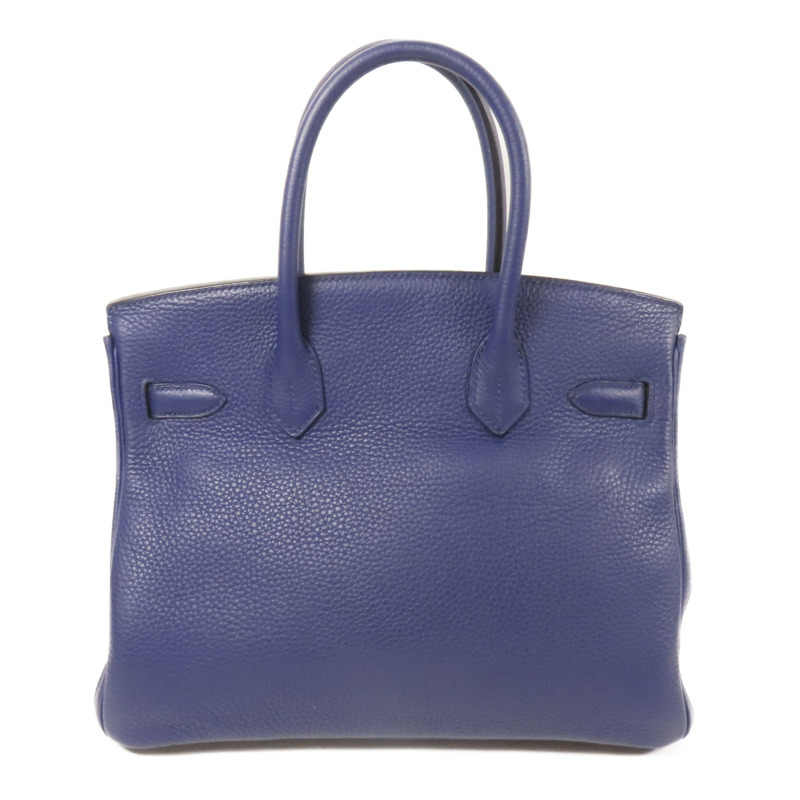 HERMES Clemence皮革Birkin 30金扣手挽袋Bleu Encre-2