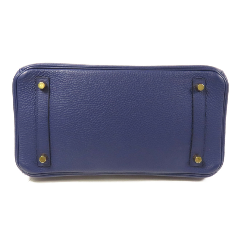 HERMES Clemence皮革Birkin 30金扣手挽袋Bleu Encre-3