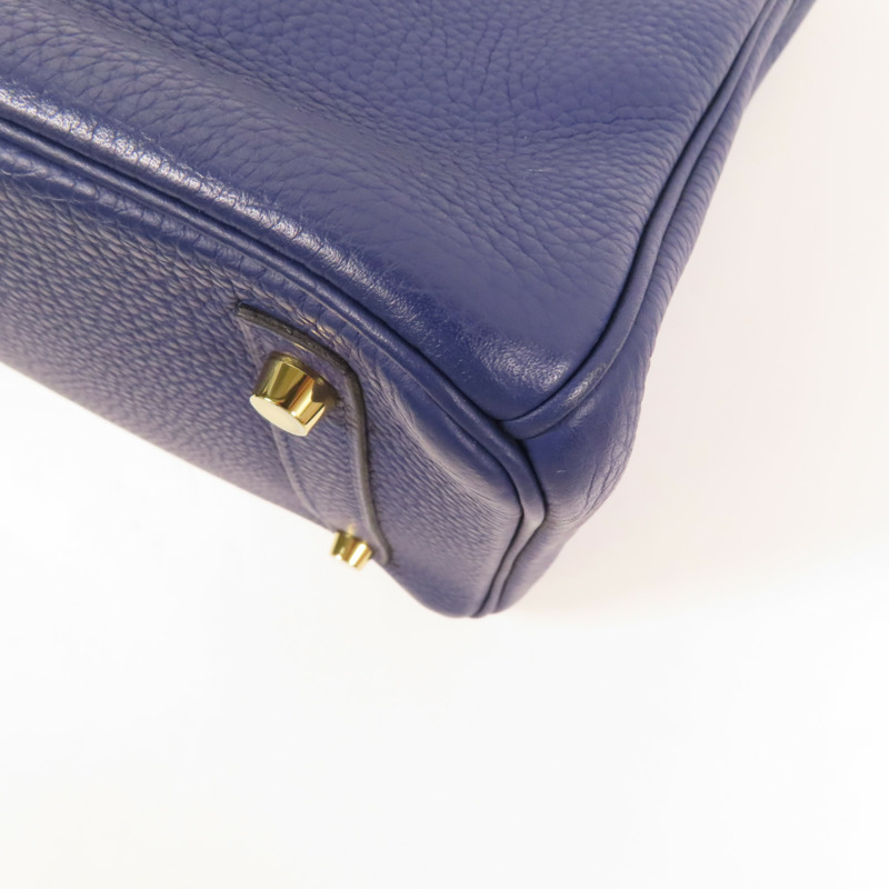 HERMES Clemence皮革Birkin 30金扣手挽袋Bleu Encre-6