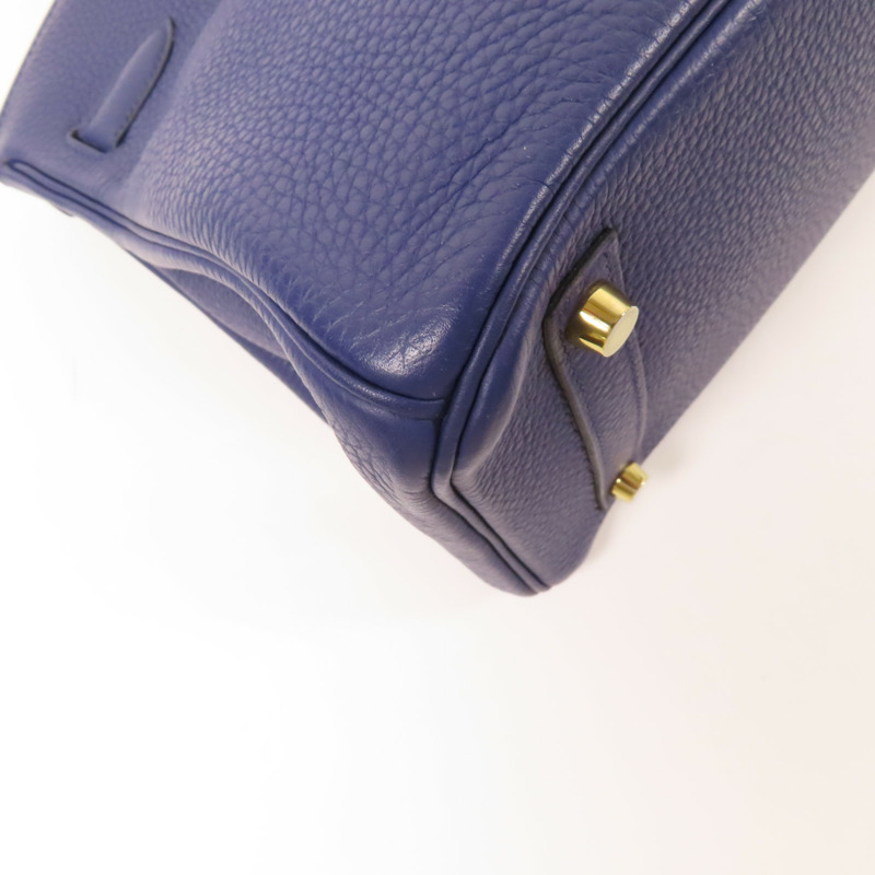 HERMES Clemence皮革Birkin 30金扣手挽袋Bleu Encre-7