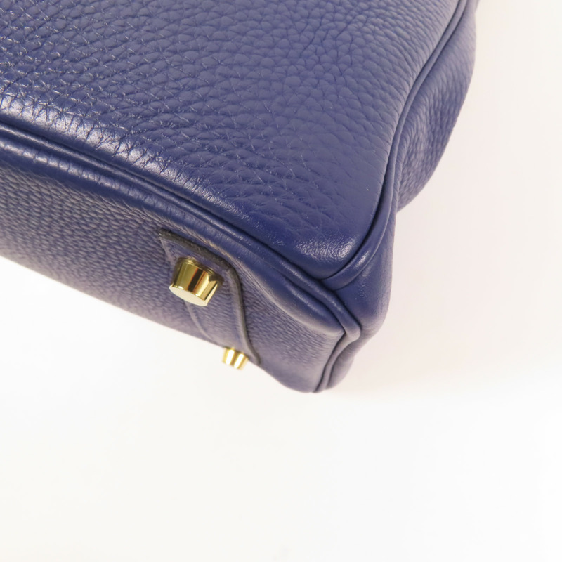 HERMES Clemence皮革Birkin 30金扣手挽袋Bleu Encre-8