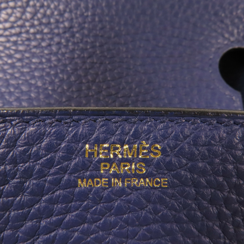 HERMES Clemence皮革Birkin 30金扣手挽袋Bleu Encre-12