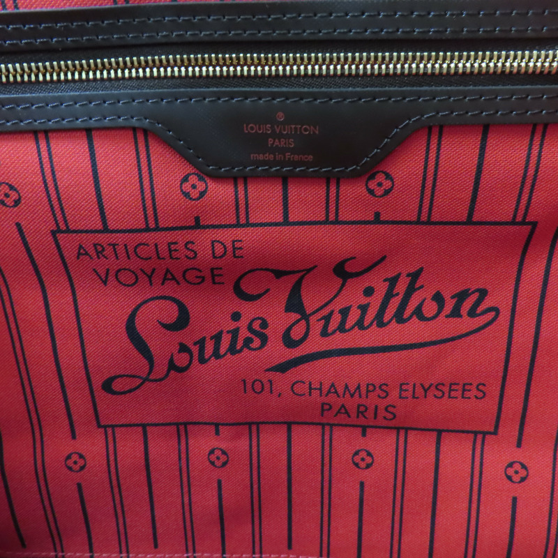 LOUIS VUITTON Damier Neverfull MM金扣肩背袋/手挽袋-11