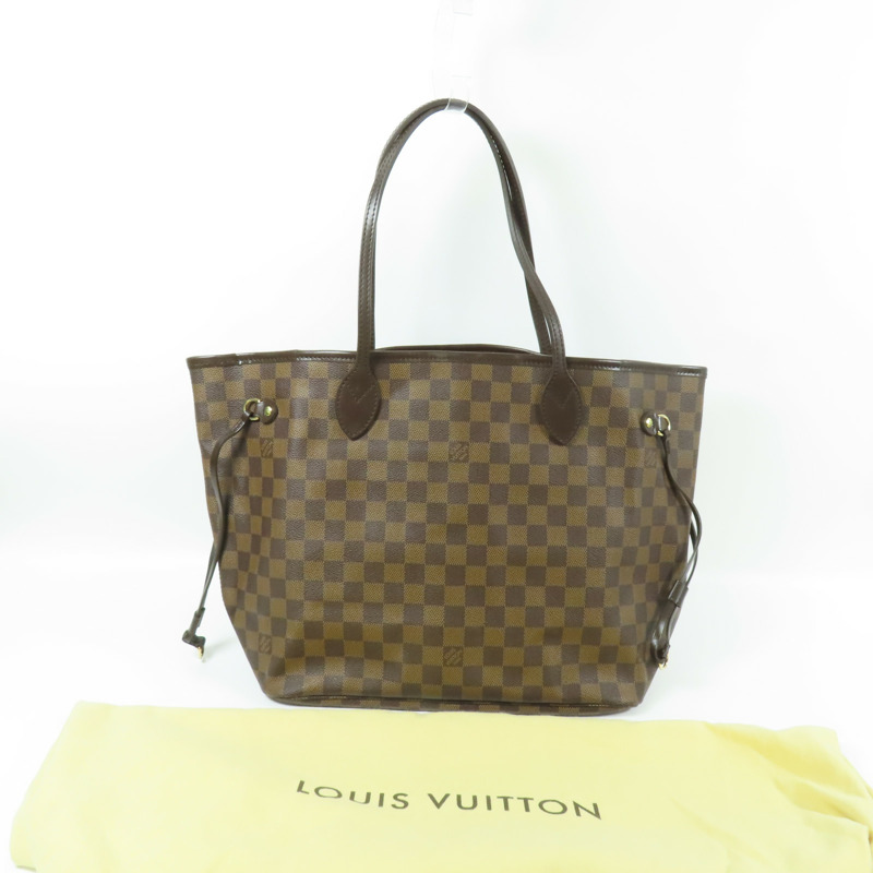 LOUIS VUITTON Damier Neverfull MM金扣肩背袋/手挽袋-14