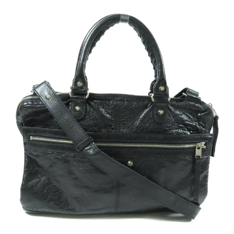 BALENCIAGA 牛皮皮革2 Way Shoulder Bag銀扣手挽肩背兩用袋-0