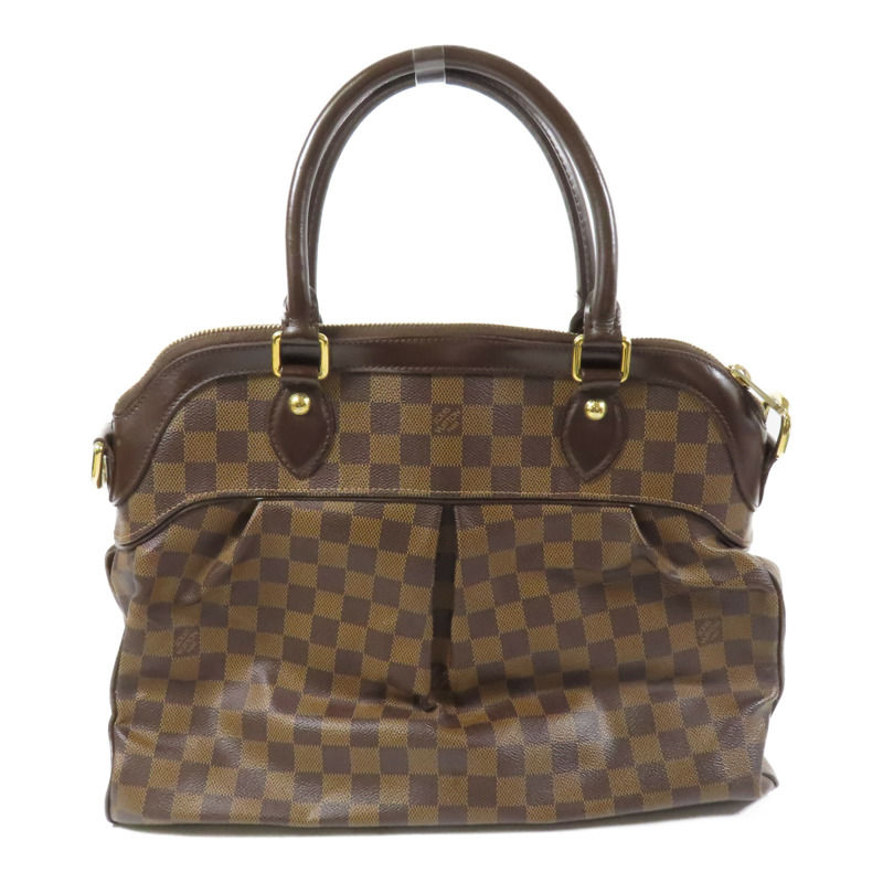 LOUIS VUITTON Damier Trevi GM金扣手挽肩背兩用袋棕色-2