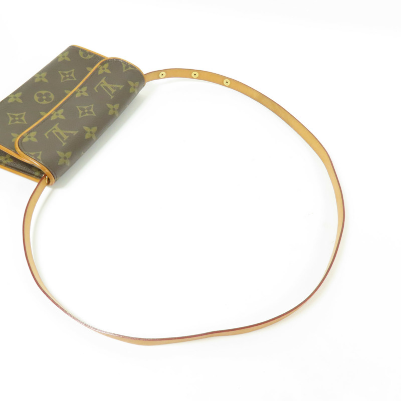 LOUIS VUITTON Monogram Pochette Florentine金扣腰包棕色-9