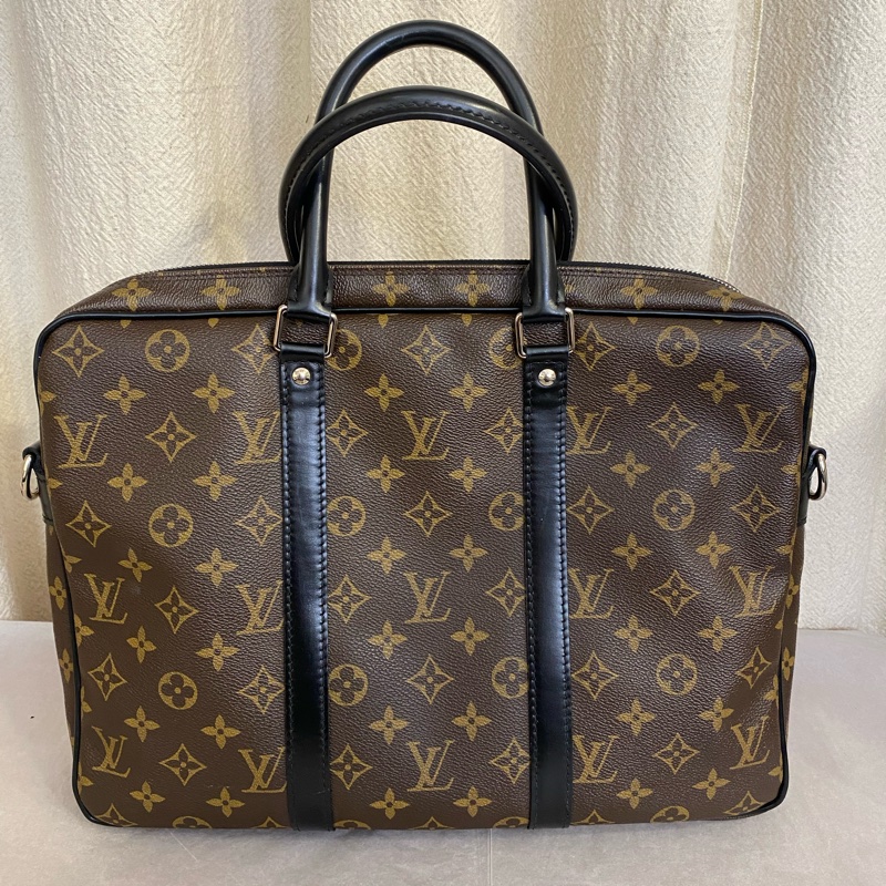 Louis Vuitton 棕色拼黑色手提公文包色-0