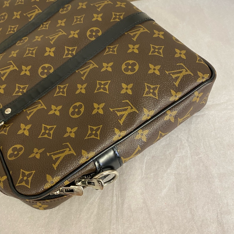 Louis Vuitton 棕色拼黑色手提公文包色-4