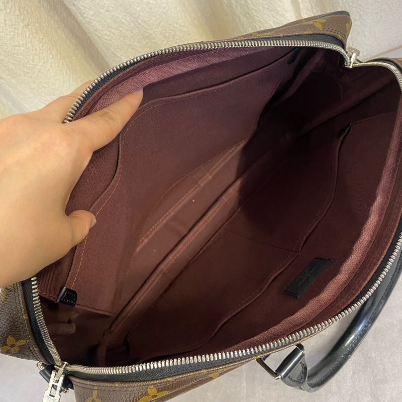 Louis Vuitton 棕色拼黑色手提公文包色-8