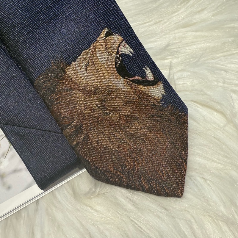 全新 愛馬仕 絕版獅子領帶-5