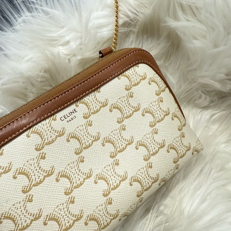 Celine 白老花貝殼包-1