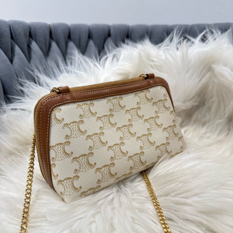 Celine 白老花貝殼包-2